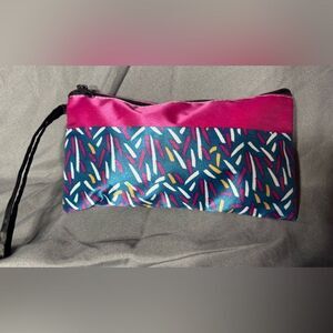Vibrant Confetti Colorful Zippered Pouch NWOT